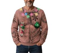 Suéter feo de Navidad para hombre, camisetas divertidas y peludas para | Sudadera fea con texto en inglés "Santa Abs On Full Display Today" en 3D, cuerpo peludo personalizado, divertida sudadera fea