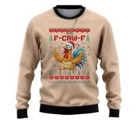 Suéter feo de Navidad para hombre, F-CAW-F, cuello redondo, para vacaciones, ligero, divertido, grito, pollo, suéter suelto, ropa de Navidad para hombre, X01-08, 3XL