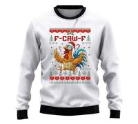Suéter feo de Navidad para hombre, F-CAW-F, cuello redondo, suéter feo de Navidad, ligero, divertido, grito, pollo, suelto, a la moda, ropa de Navidad masculina, blanco, 3XL