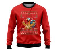 Suéter feo de Navidad para hombre, F-CAW-F, cuello redondo, suéter feo de Navidad, ligero, divertido, grito, pollo, suelto, a la moda, ropa de Navidad masculina, rosso, 3XL