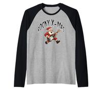suéter Feo de Navidad Rocky x mas Santa Claus Camiseta Manga Raglan