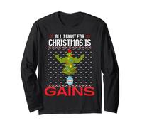 Suéter Feo Divertido de Navidad All I Want For Christmas Is Gains Manga Larga