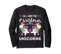 Suéter Feo Divertido de Navidad All I Want For Christmas Is Unicorns Manga Larga