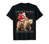 Suéter Feo Divertido de Papá Noel Montando un Oso Camiseta