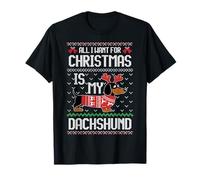 Suéter Feo navideño All I Want Is My Dachshund Wiener Dog Camiseta