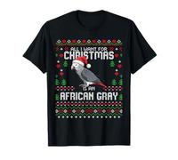 Suéter Feo navideño con diseño de Loro Gris Africano All I Want Christmas Camiseta
