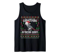 Suéter Feo navideño con diseño de Loro Gris Africano All I Want Christmas Camiseta sin Mangas