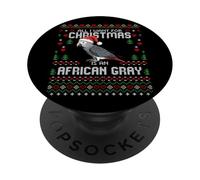 Suéter Feo navideño con diseño de Loro Gris Africano All I Want Christmas PopSockets PopGrip Adhesivo