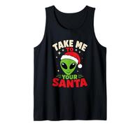 Suéter Feo navideño con Texto en inglés Take Me To Your Santa Alien Camiseta sin Mangas