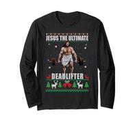 Suéter Feo navideño Jesus The Ultimate Deadlifter Manga Larga