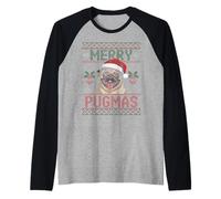 Suéter Feo navideño Merry Pugmas Dog Pug Camiseta Manga Raglan