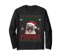 Suéter Feo navideño Merry Pugmas Dog Pug Manga Larga