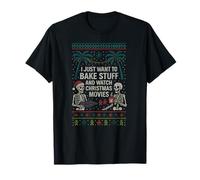 Suéter Feo para Hornear películas de Navidad Retro para Mujer Divertido Camiseta