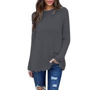 Suéter fino Oversize para mujer, suéter cálido para mujer, invierno, talla grande, sudadera, cuello redondo, manga larga, suéter de cachemir, top casual, versátil, túnica media larga, ropa grande