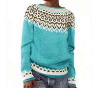 Suéter fino para mujer, manga larga, cuello redondo, suéter caliente, mujer, talla grande, sudadera, estampado con patrón de sub y corto informal, suéter de punto alto, hogar, diarios, túnica versátil