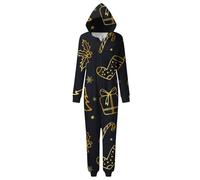 Suéter fresco para niñas niños Navidad, una familia, ropa de padre-hijo, estampado de moda, suelto y cómodo pijama con capucha y cremallera lactancia pijama manga larga, dorado, XL