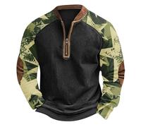 Suéter genérico cálido para hombre de media cremallera con impresión de camuflaje 3D para un estilo casual y resistente sudaderas hombre sin capucha y cómodo para el invierno, ejército verde, XXL