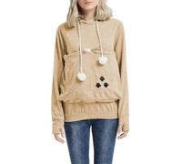 Suéter genérico con capucha para animales de compañía de otoño e invierno suéter suelto de gran bolsillo para señoras camiseta caro (Khaki, L), caqui, L