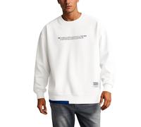 Suéter genérico con cremallera para hombre con cuello redondo y manga larga estilo dos en uno para un look casual sudaderas sin capucha y cómodas para primavera y otoño, blanco, XXL