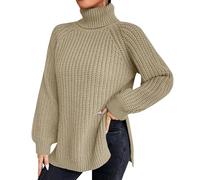 Suéter genérico de cuello alto para mujer ajustado en la cintura suéter caliente mujer invierno gran tamaño sudadera de punto sub suéter casual color sólido suéter gran tamaño manga larga camiseta