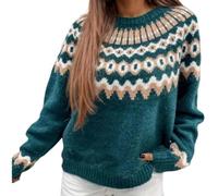 Suéter genérico de dibujo otoño para mujer suéter elegante y elegante, cuello redondo, sudadera, gruesa, jacquard, bajo suéter, otoño e invierno, suéter informal grande de punto alto túnica invierno