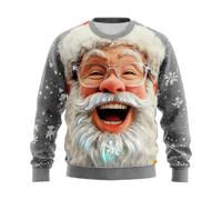 Suéter genérico de fiesta de Navidad para hombre, diseño creativo en 3D, representante de Santa Claus, sudadera, hombre feo, cálido y cómodo para las vacaciones de invierno y la víspera, gris, S