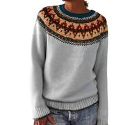 Suéter genérico de lana para mujer noruega - Jersey noruego para mujer, blusas de color brillante, sudadera, cómodas, mangas largas, sudaderas, primavera, otoño, sudaderas sueltas, Luz de Ashy