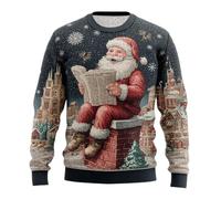 Suéter genérico de Navidad a la moda para hombre, sudadera de manga larga con Santa Claus en relieve 3D, sudadera de invierno cálida y cómoda para las vacaciones y la víspera