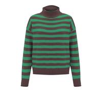 Suéter genérico ligero mujer elegante sub suéter de manga larga mujer cuello alto térmica sudadera vintage rayas suéter casual manga larga color ensamblar túnica personalizada sudadera, verde, M