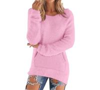 Suéter genérico para mujer chic cachemir al por mayor suéter para mujer invierno bien cálido sudadera con bolsillo canguro sub suéter casual versátil suéter color sólido manga larga larga diaria