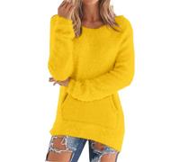 Suéter genérico para mujer chic cachemir al por mayor suéter para mujer invierno bien cálido sudadera con bolsillo canguro sub suéter casual versátil suéter color sólido manga larga larga diaria