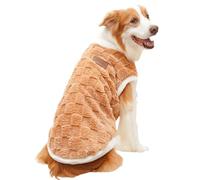 Suéter grande para perro con anillo en D, chaleco cálido de franela a cuadros clásico para perro, para clima frío, pijamas, trajes de Navidad para perros pequeños, medianos y grandes, S (marrón)