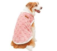 Suéter grande para perro con anillo en D, chaleco cálido de franela a cuadros clásico para perro, para clima frío, pijamas, trajes de Navidad para perros pequeños, medianos y grandes, S (rosa)