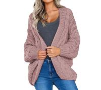 Suéter Grueso de Gran tamaño para Mujer, cárdigan de Punto con Mangas Farol, Frente Abierto, Ajuste Holgado, Ropa Abrigo acogedora
