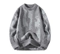 Sueter Hombre Manga Larga Invierno - Suéter De Invierno para Cálido Cárdigan De Punto Degradado Suave Lana De Visón Manga Larga Cuello Redondo Informal para Otoño Y Clima Frío (Grey XL)