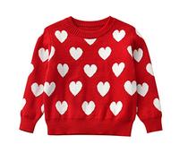 Suéter infantil sudadera infantil bebé niña niño niño día de San Valentín amor corazón estampado jersey, rojo, 3-4 años