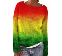 Suéter Irlandés Mujer Invierno Caliente Elegante Suéter Over Punto Cuello Redondo Manga Larga Sudadera Vintage Patrón Túnica Oversize Barato De Gran Tamaño Ropa Mujer Otoño Invierno, 2-Yellow