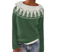 Suéter Irlandés Mujer Invierno Caliente Elegante Suéter Over Punto Cuello Redondo Manga Larga Sudadera Vintage Patrón Túnica Oversize Barato De Gran Tamaño Ropa Mujer Otoño Invierno, 3-Green, 4X-Large