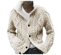 Suéter Ligero con Cuello en V para Hombres Vintage Casual Simple Cárdigan Elegante Suéteres Sweater Cómodo Business Streetwear College Clásico Chaleco Sólido Otoño Abrigo, beige, XXXL