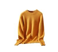 Suéter liso con cuello redondo para mujer, suave, cálido, casual, holgado, cálido, Cúrcuma, XXL