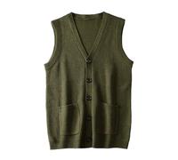 Suéter Masculino Chaleco Cuello V sin Mangas Ropa Masculina_Olive_XXXXXX-Large
