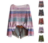 Suéter Mujer Elegante Y Elegante Cuello Redondo Suéter Mujer Bohemia, Suéter Étnico Vintage Jersey Casual Versátil 2025 Nuevo Color Top Mixto Túnica Media Temporada Loungewear Al Aire Libre Sudadera