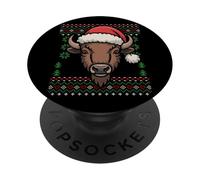 Suéter navideño Bison Ugly Christmas Buffalo PopSockets PopGrip Adhesivo