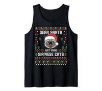 Suéter navideño de Dear Santa Bring Siamese Cats Ugly Xmas Camiseta sin Mangas