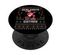 Suéter navideño de Dear Santa Guitar, Guitarrista de Rock, Feo PopSockets PopGrip Adhesivo