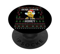 Suéter navideño Dear Santa Bee Beekeeper Honey Ugly PopSockets PopGrip Adhesivo