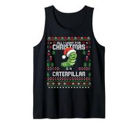 Suéter navideño Feo All I Want Christmas Caterpillar Insect Camiseta sin Mangas