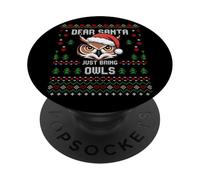 Suéter navideño Feo con diseño de búho cornudo de Dear Santa Claus PopSockets PopGrip Adhesivo