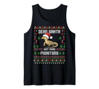 Suéter navideño Feo de Santa Savannah Monitor Lizard Camiseta sin Mangas