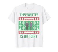Suéter navideño Feo Marvel Hawkeye Clint Barton Kate Bishop Camiseta, Hombre, Blanco, M